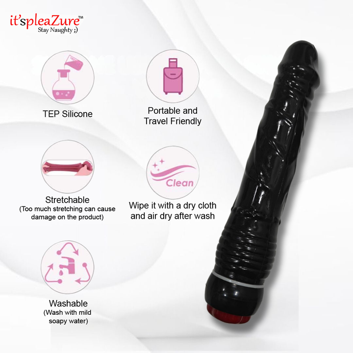 Itspleazure Black Silicone Vibrating Dildo Vibrator For Women