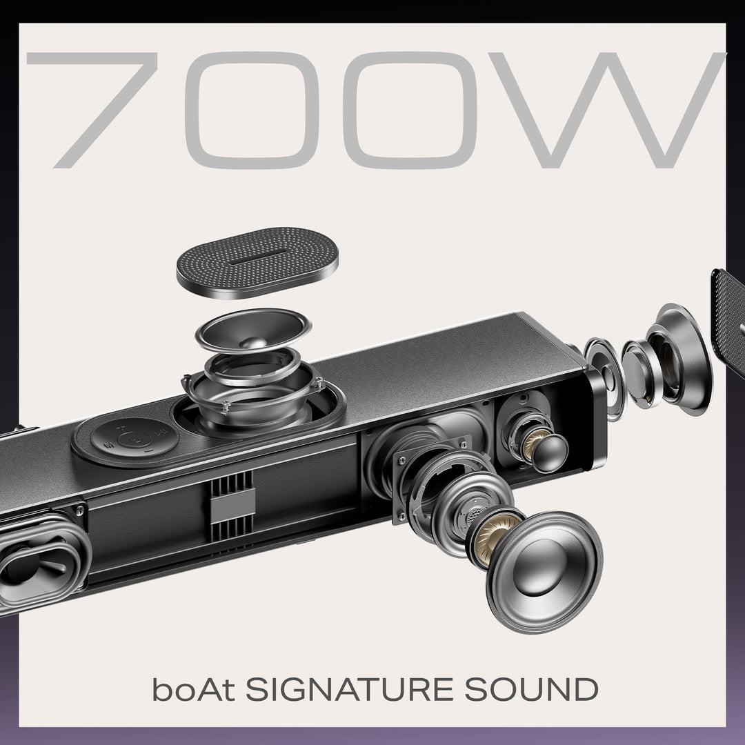 boAt Aavante Prime 7.1.4 7050DA | 700W RMS Soundbar with Dolby Atmos, Wired Subwoofers & Wireless Satellites *(Free Installation Included)