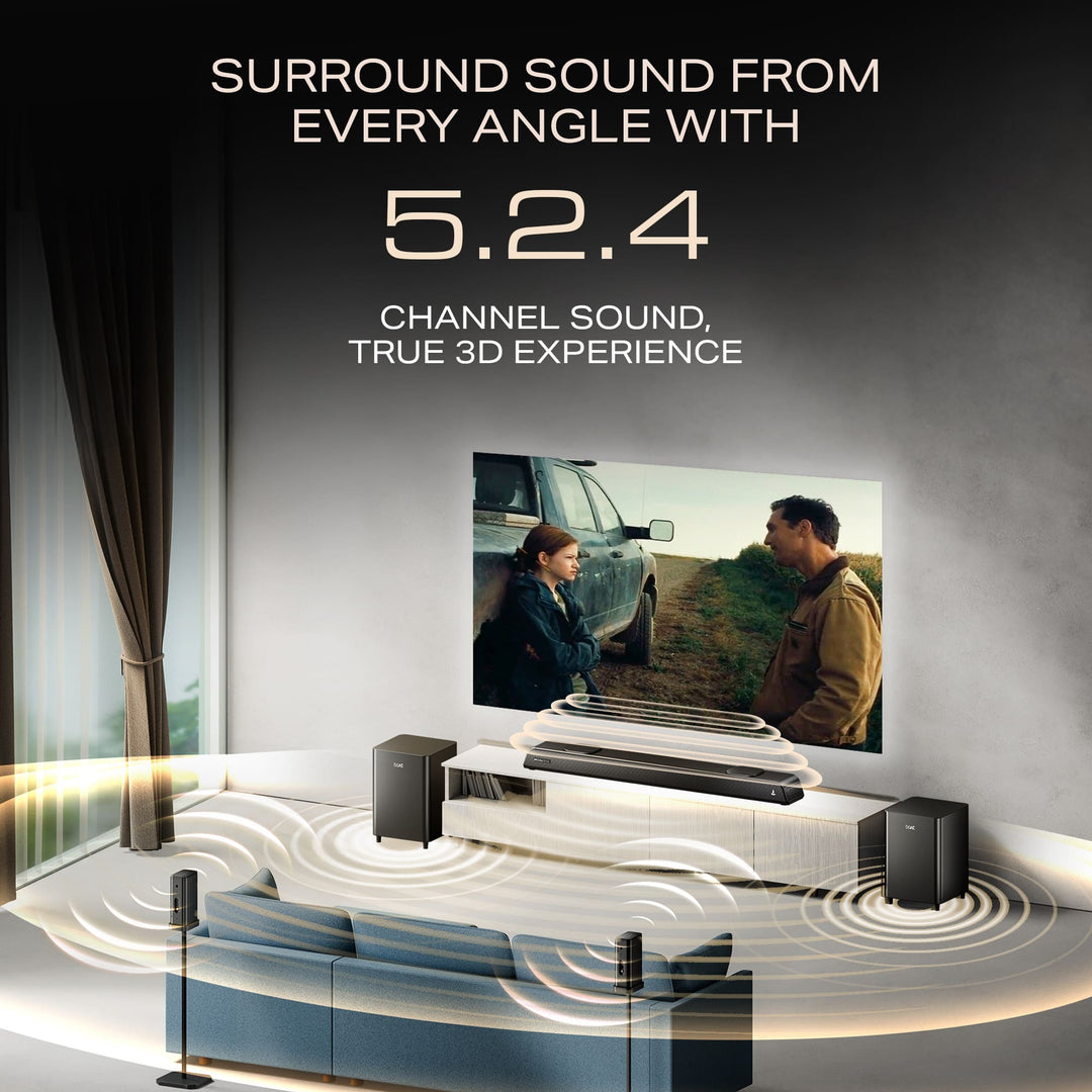 boAt Aavante Prime 5.2.4 6250DA | 625W 5.2.4 Channel Soundbar with Dolby Atmos, Dual Subwoofers & Wireless Rear Satellites *(Free Installation Included)
