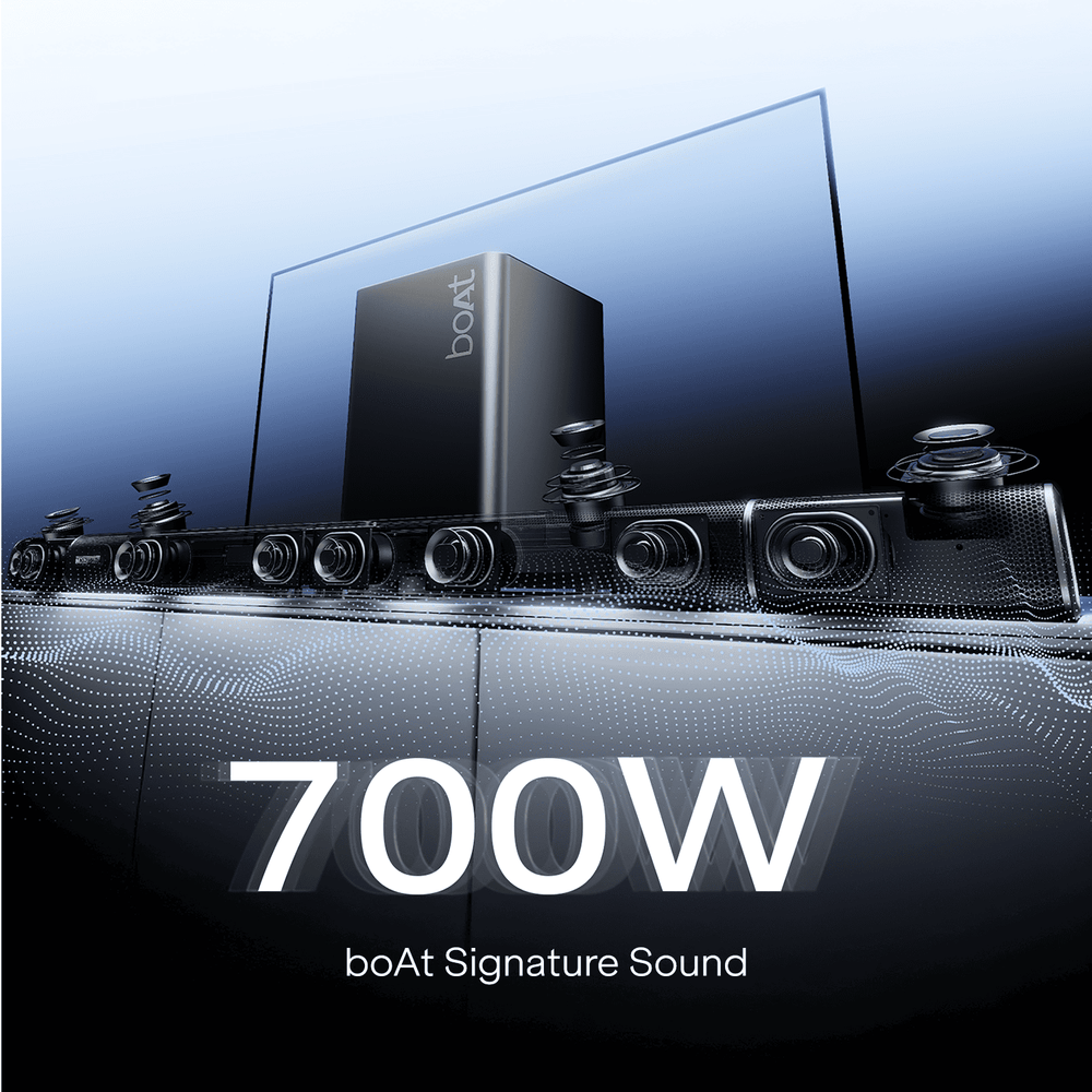 boAt Aavante Prime X | 700W 7.1.4 Channel Soundbar with Wireless Subwoofer & Satellites *(Free Installation Included)