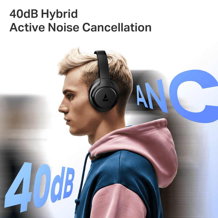 boAt Rockerz 512 ANC | Wireless Headphones with 40dB Hybrid ANC, 80H Playback & boAt Signature Sound