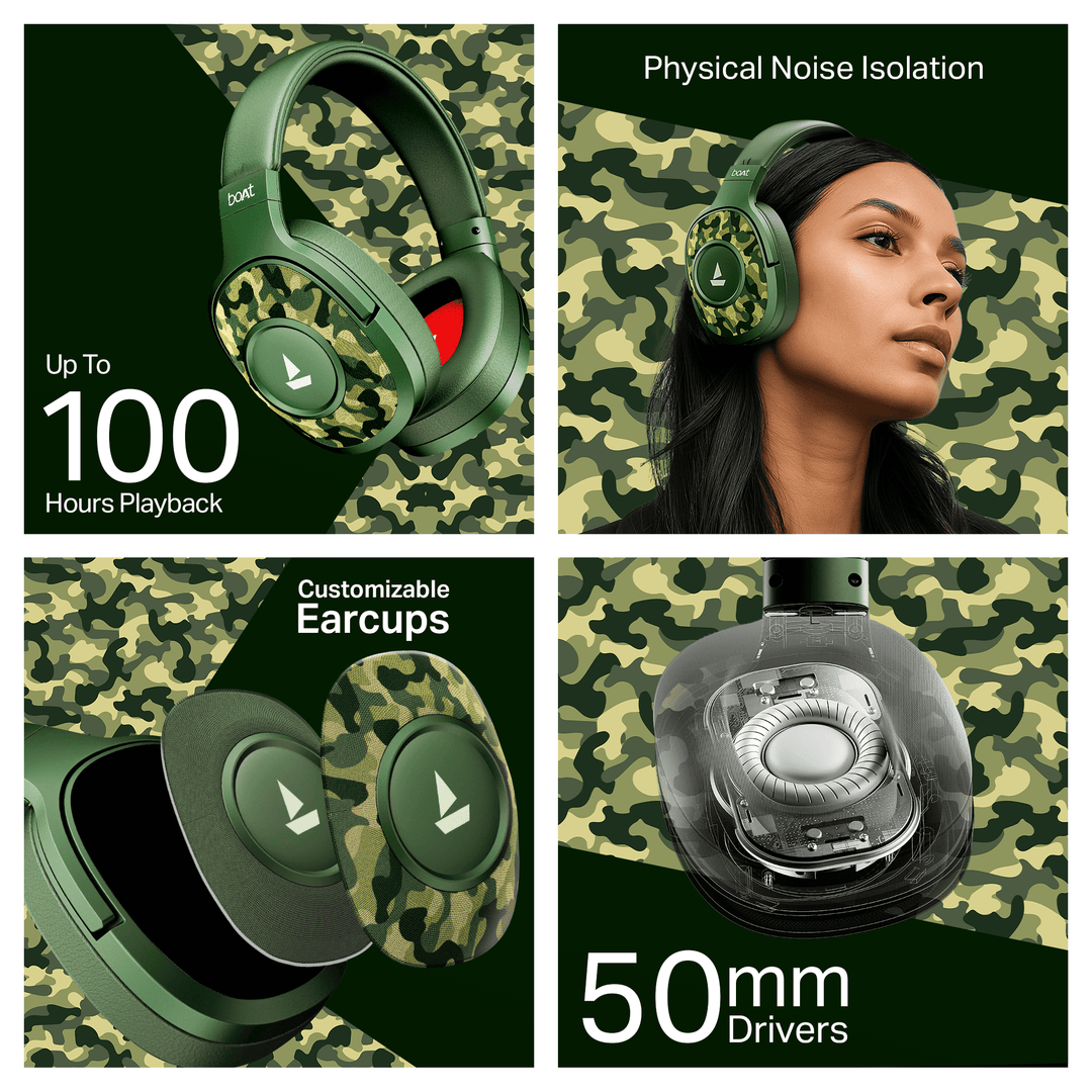 boAt Rockerz Plus 550 | Wireless Headphones with 100H Playback, 50mm Drivers & boAt Signature Sound