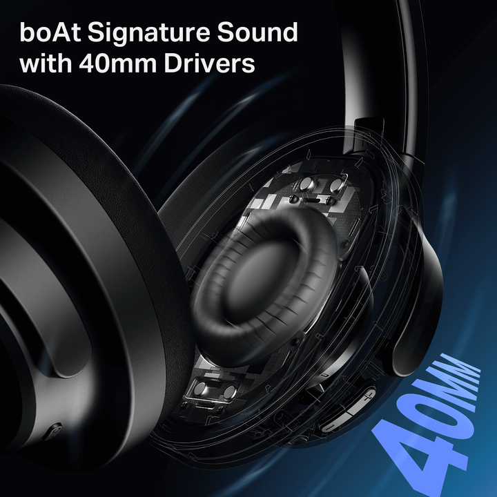 boAt Rockerz 512 ANC | Wireless Headphones with 40dB Hybrid ANC, 80H Playback & boAt Signature Sound
