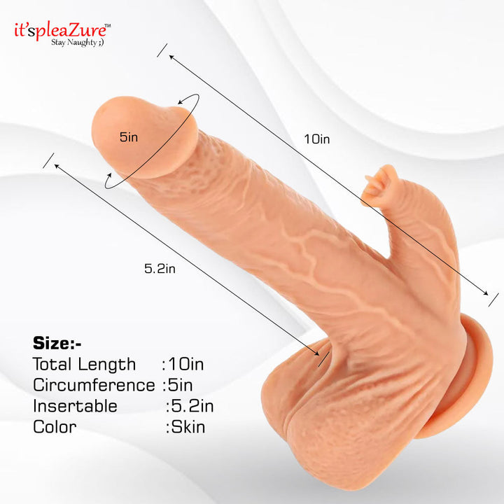 Itspleazure Vibrating Suction Dildo with Clit Stimulating tongue and Wireless Remote