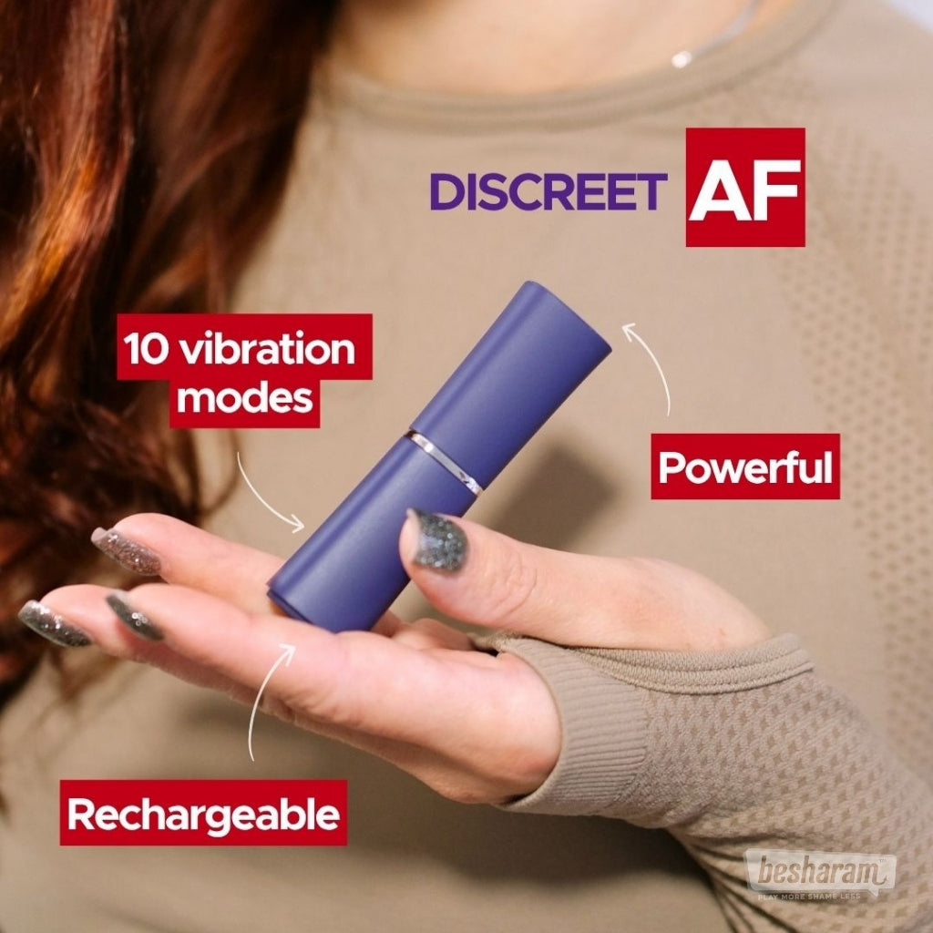 Lipstick Vibe 2.0 highlighting vibration modes, rechargeable battery, and discreet compact design